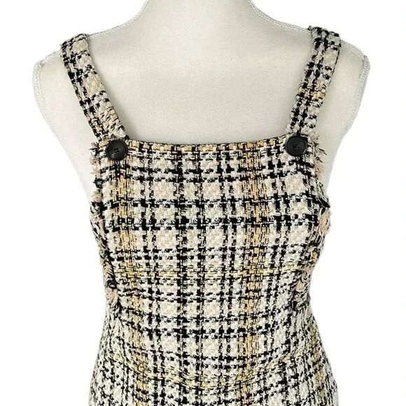 ZARA Plaid Tweed Overall Mini Dress Size XS - Picture 8 of 8
